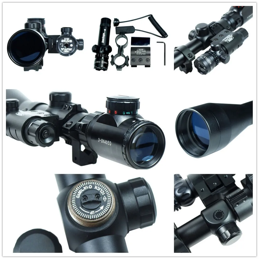 

Professional combo Air 3-9x40 Hunting Mil-Dot illuminated Snipe Rifle Scope/ Tactical Optical Rifelscope + Green Laser Sight