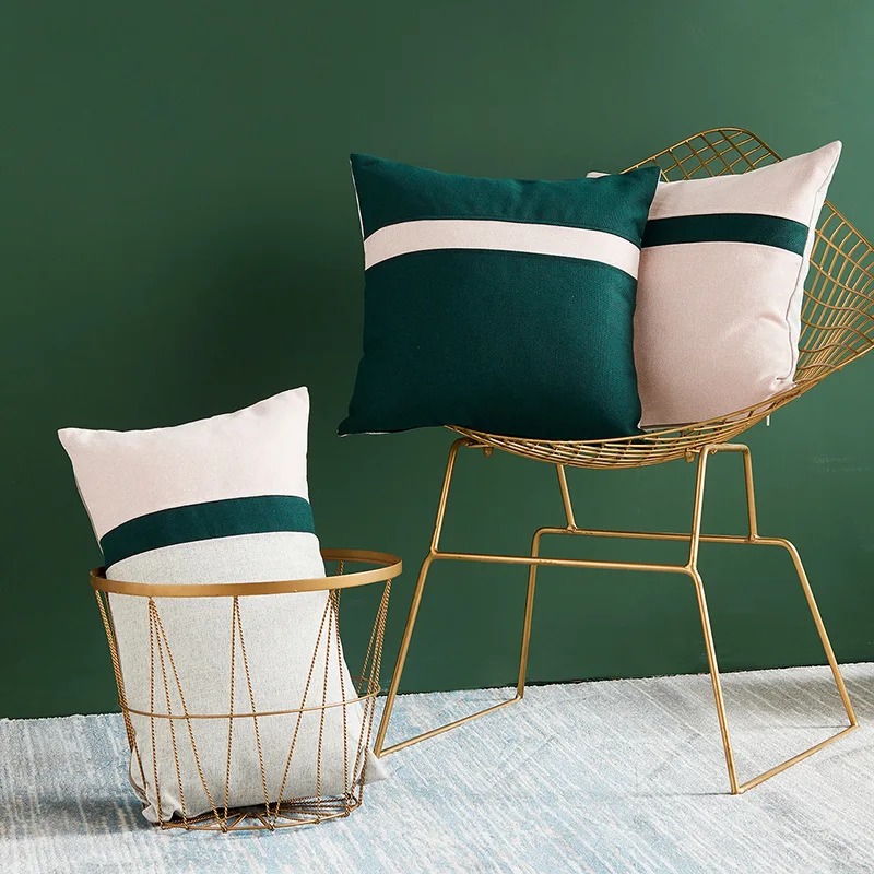 

Multicolor Stitching Cushion Cover Nordic Style Pillow Cover Case Sofa Chair Home Decor Without Stuffing