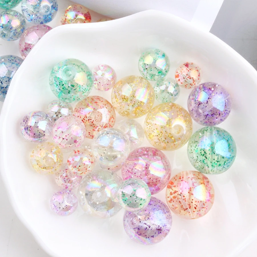 

South Korean star AB color transparent glitter pearl beads jewelry accessories DIY perforated Bracelet material mix random color
