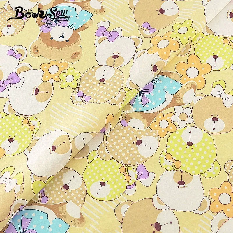 Вышитый Мишка из 100% хлопкового твила Booksew дизайнерская швейная ткань стеганая