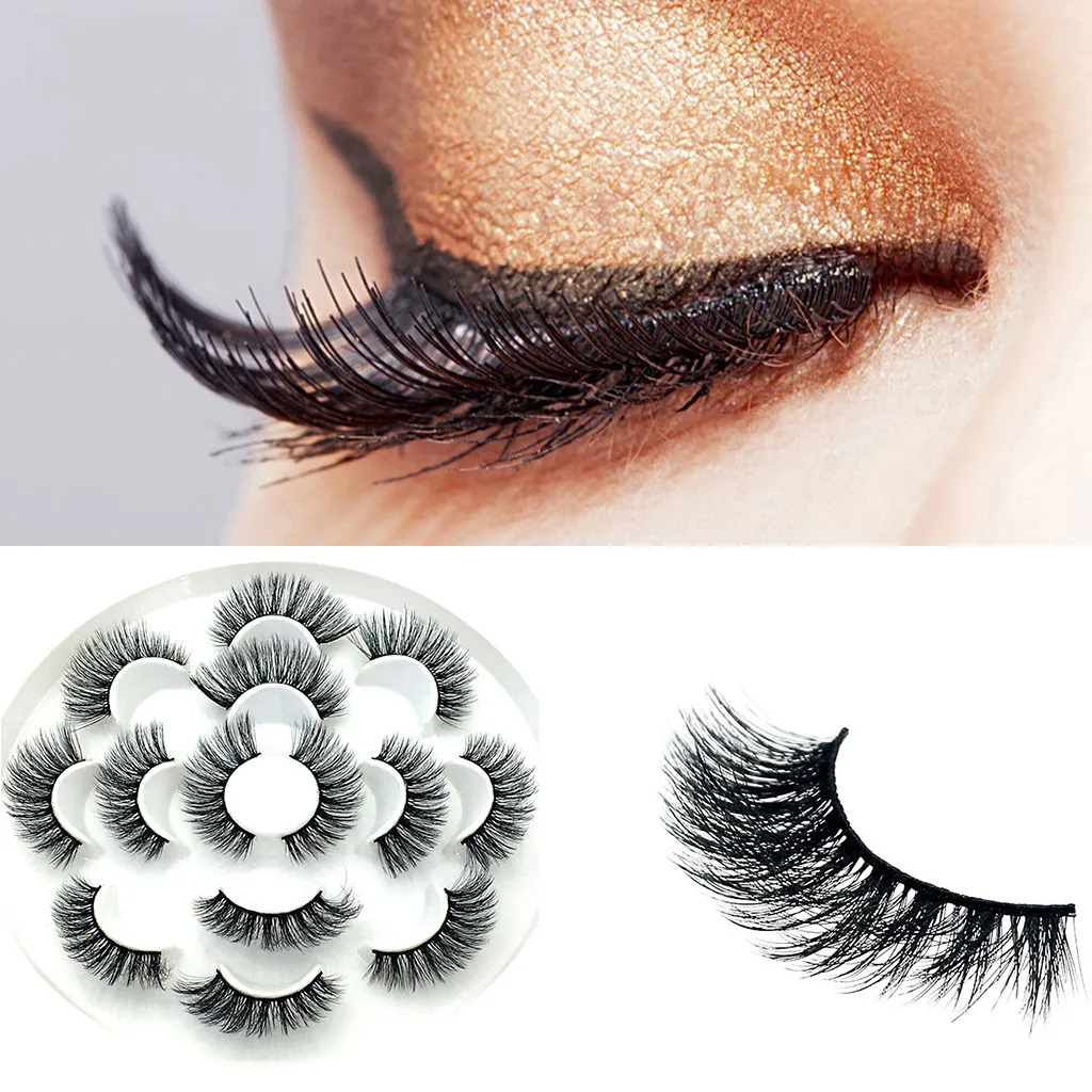

7Pair 6D Natural Handmade False Eyelash Imitation Mink Natural Thick False Eyelash Multi-layer Extension Eyelashes For Beauty