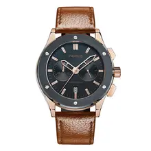 Parnis Pilot V Seriers светящийся мужской кожаный ремешок для часов Военный Спортивный Хронограф Кварцевые часы наручные часы