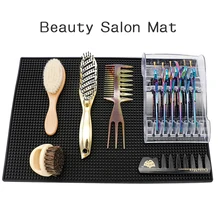 Черный Парикмахерская коврики гибкий ПВХ Нескользящие материал красота салон Pad для парикмахерского салона рабочая станция Инструменты парикмахерская