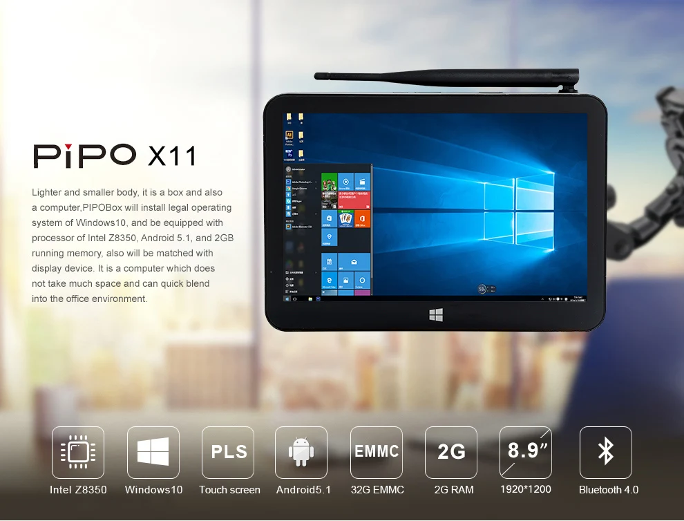 8,9 дюймов 1920*1200 ips экран Pipo X11 Мини ПК Windows 10 OS Z8350 cpu 2 Гб Ram 32 Гб Rom BT 4,0 HDMI Wifi