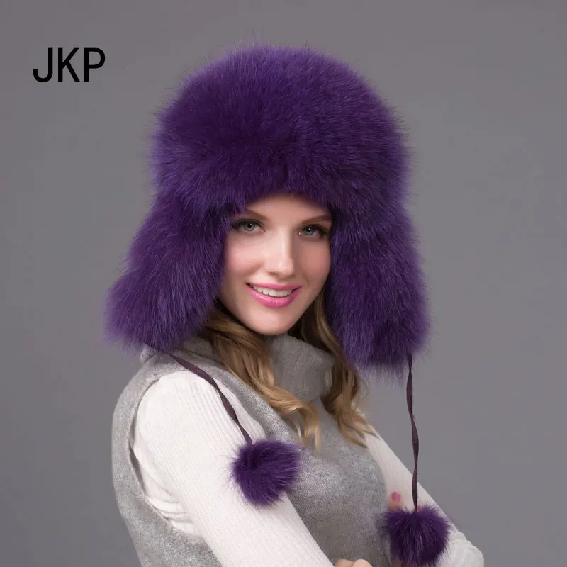 Зимняя меховая шапка из натурального меха лисы осенне-зимняя женская зимняя куртка-бомбер - Цвет: C