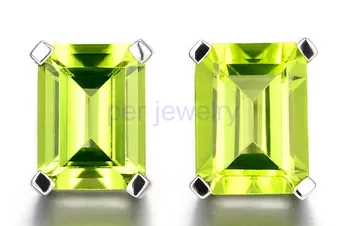 

Natural peridot earring Origin real peridot 925 sterling silver For men or women Fine jewelry 1.7ct*2pcs gems #16080315