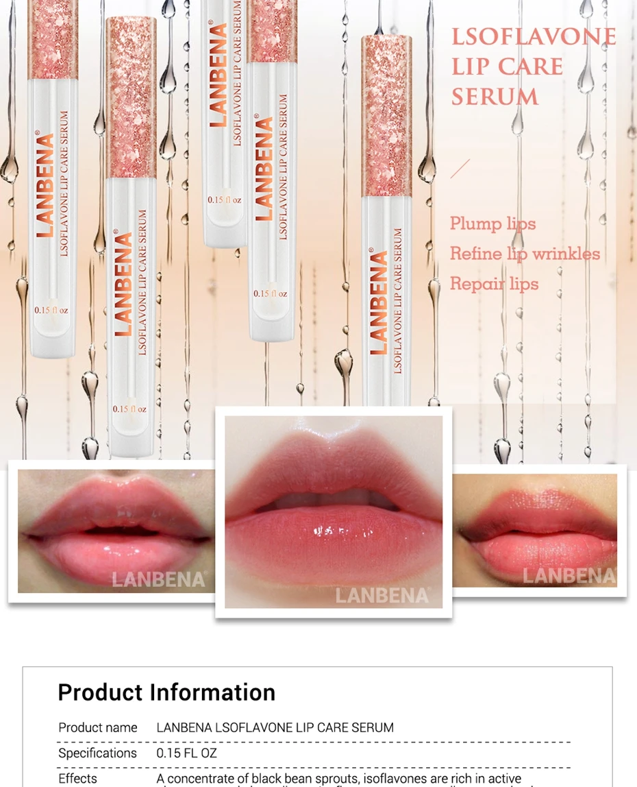 LANBENA Lip Plumper Lip Care Serum Moisturizing Repairing Lip Mask Increase Lip Elasticity Reduce Fine Lines Resist Aging Beauty