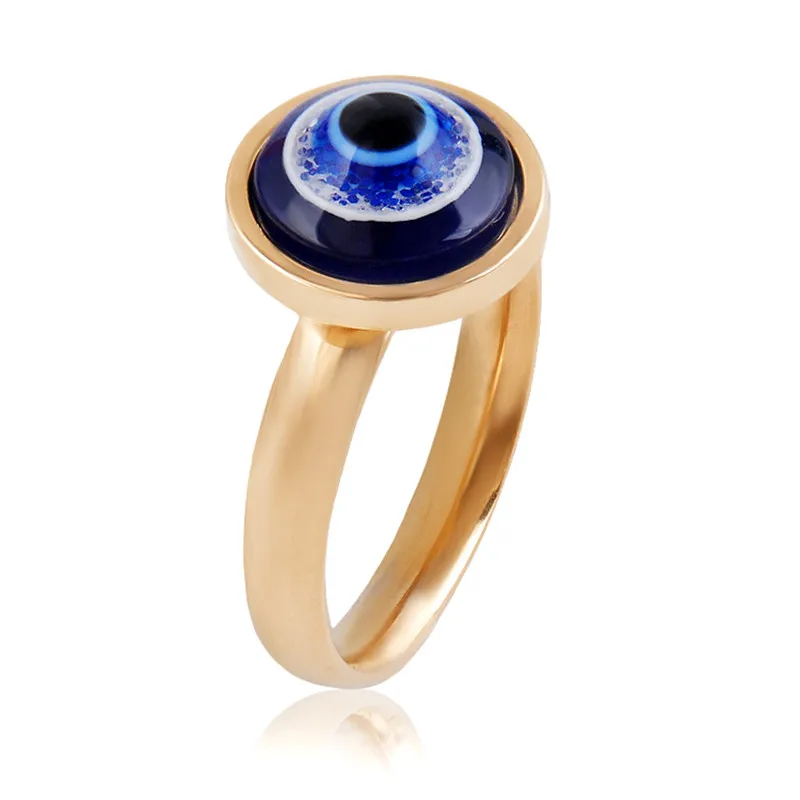 

LIN STUDIO High Quality Vintage 316L Stainless Steel Turkey Blue evil Eye Rings For Women Men Party Jewelry Fashion Ring Lots