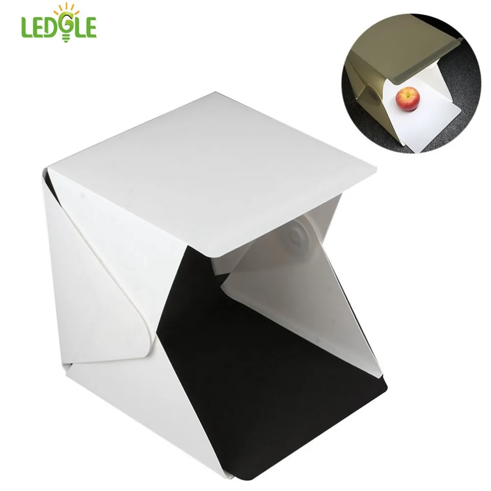 

LEDGLE 20*20cm 8 Mini Folding Studio Diffuse Soft Box Lightbox With LED Light White Photography Background Photo Studio box