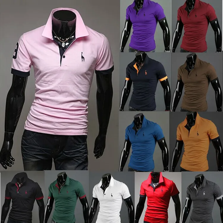 2015 fashion men Slim lapel short-sleeved T-shirt wholesale and retail | Мужская одежда