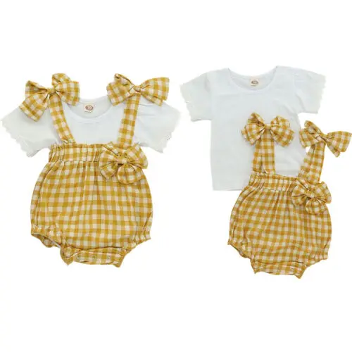 2 предмета, футболка для новорожденных девочек топы с короткими рукавами+ комбинезон, комбинезон, одежда комплекты одежды г., лидер продаж