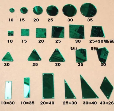 Пришивные акриловые зеленые зеркальные плоские сзади Кристалл страз Диамант зеркальные бусины с отверстием для DIY свадьбы Алмазная вышивка - Цвет: mix shapes