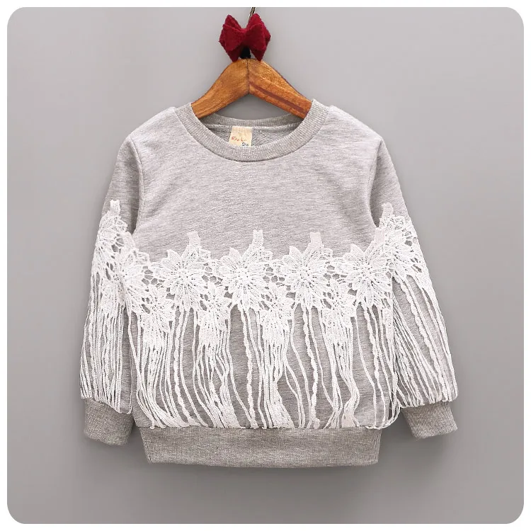 Lace Patchwork Design Baby Girl Sweatshirt Toddler Korean Style Hoodies