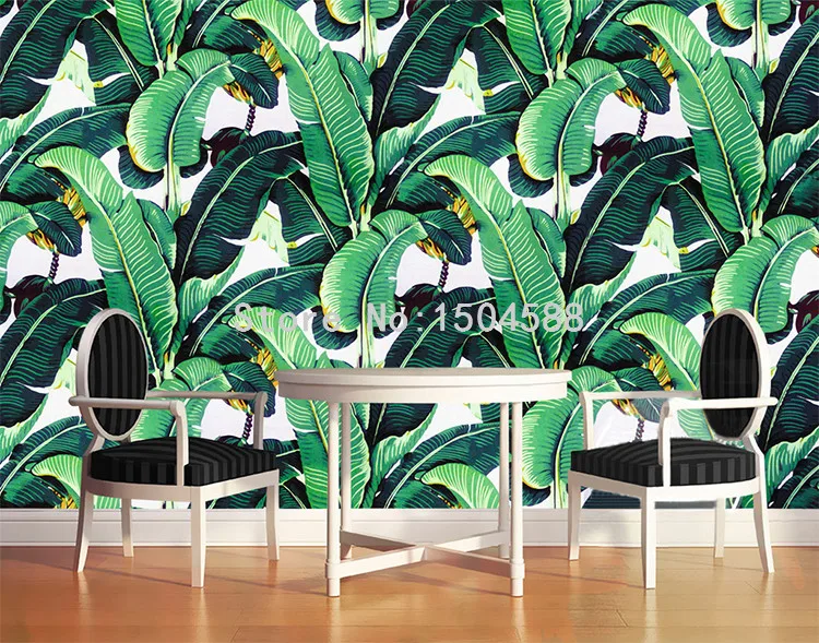 Европейский стиль ретро тропический лес растение банановый лист фото обои пасторальная фреска фон настенная фреска спальня Фреска