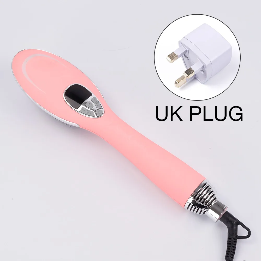Foreverlily электрическая щетка для волос, быстрый выпрямитель для волос, расческа с отрицательными ионами, для влажных и сухих волос, инструменты для укладки - Цвет: UK pink