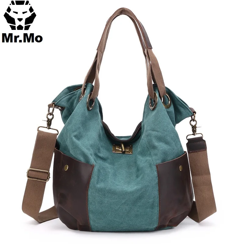 

Fashion vintage retro design brand quality cotton canvas ladies hand hobo bag handbags for woman