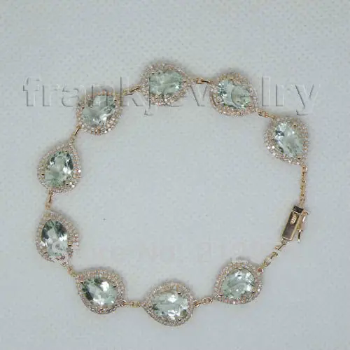 Браслет из розового золота с натуральным зеленым аметистом 7 Х9 мм|bracelet bracelet|bracelet