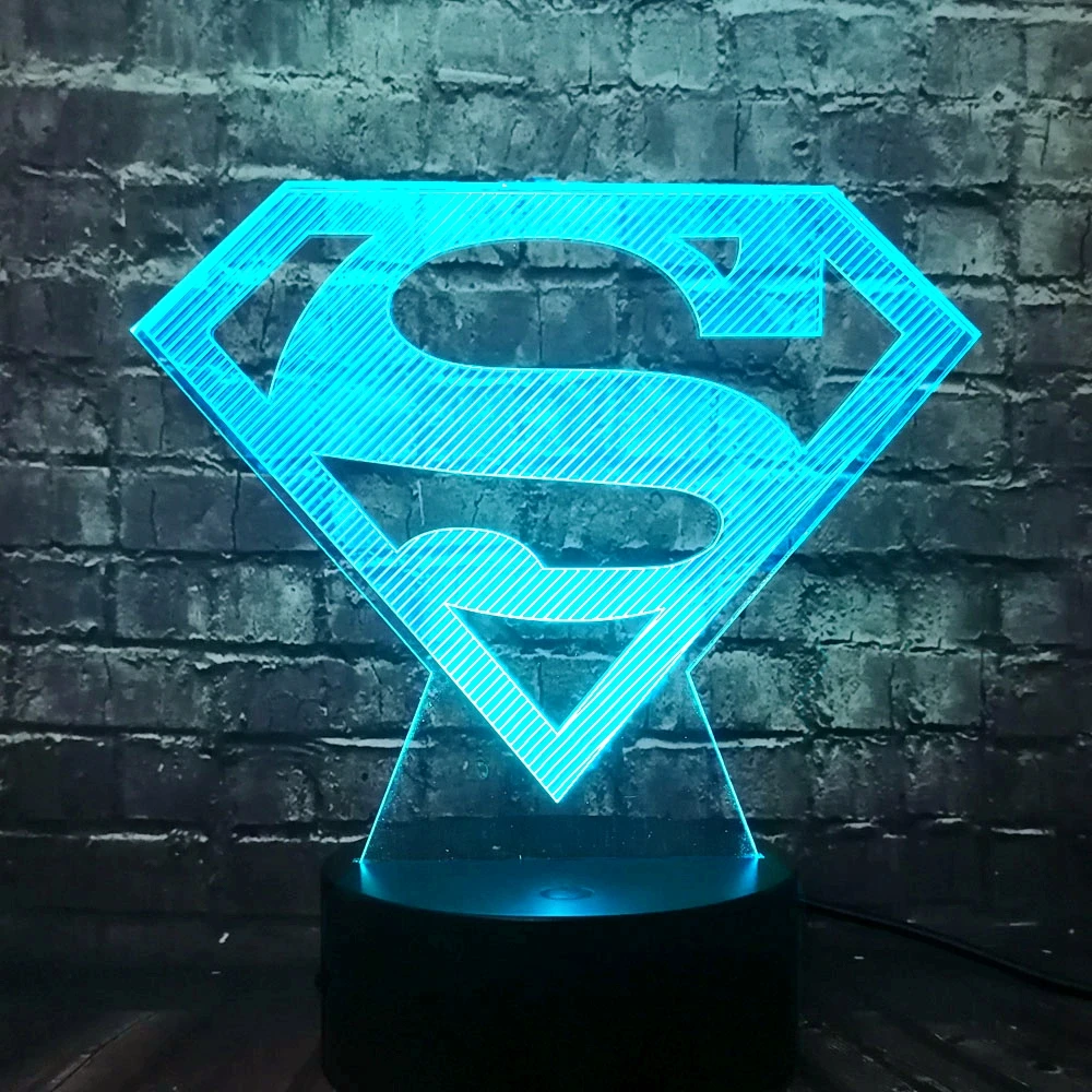 Marvel DC фильм серии мультфильм Супермен логотип БЭТМЭН 7 цветов USB зарядка светодиодный Декор для комнаты настроение стол ночник праздник подарок для детей