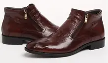 Ankle boots men genuine leather pointed toes zipper brown formal business roman boots high top casual shoes Ankle boots men genuine leather pointed toes zipper brown formal business roman boots high top casual shoes