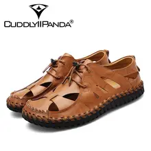 CuddlyIIPanda мужские модные летние сандалии мужские из натуральной кожи наивысшего качества дышащие пляжные туфли для отдыха Прямая
