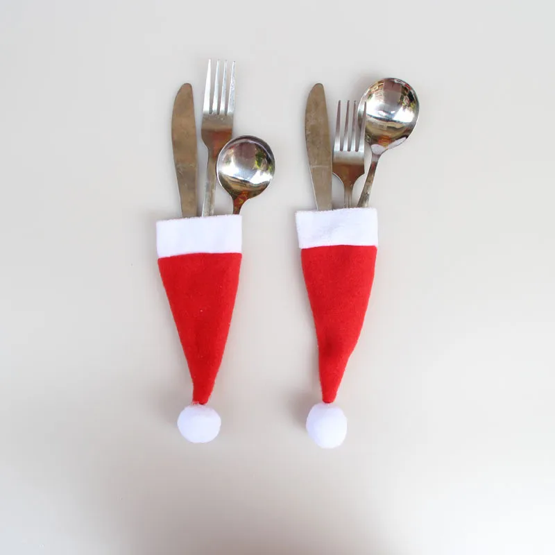 Рождественская Декоративная посуда нож, вилка, набор Рождественская шляпа для хранения инструмента рождественские украшения