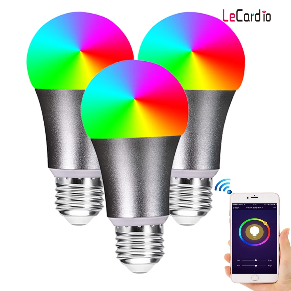 

3PCS E27 WiFi Smart Light Bulb RGBW LED Lamp, Dimmable Multicolor Wake-Up Lights Compatible with Alexa & Google Home Assistant