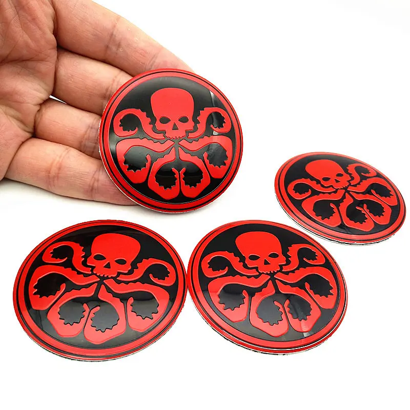 

4Pcs/lot 56mm Octopus skull Car Steering tire Wheel Center car sticker Hub Cap Emblem Badge Decals Symbol For VW Jaguar Audi