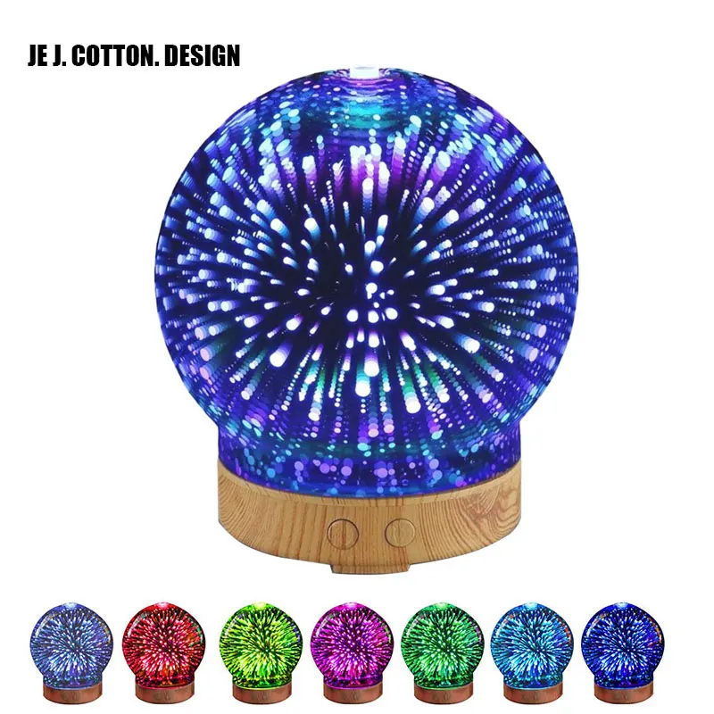 100ML 3D Aroma Diffuser Aromatherapy Essential Oil Diffuser For Home Humidificador Ultrasonic Air Humidifier With Night