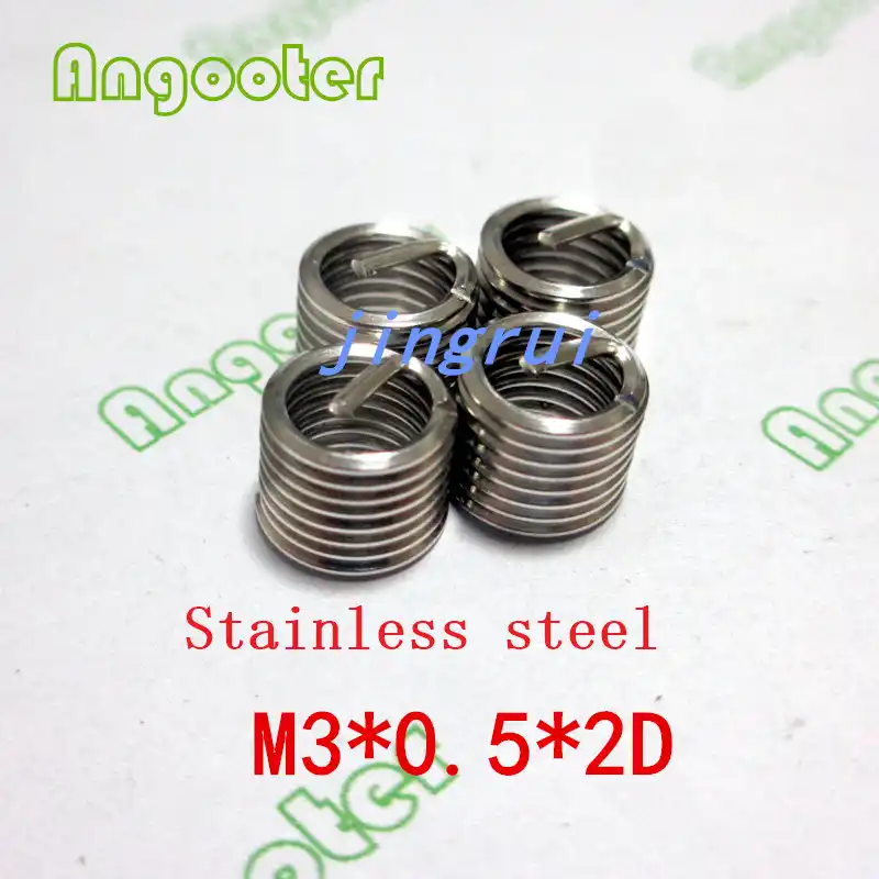 100 шт. M3 * 0,5 * 2D проволочные резьбовые вставки, винты втулки, втулки из нержавеющей стали, ремонтный набор, крепежные соединительные инструменты - изображение