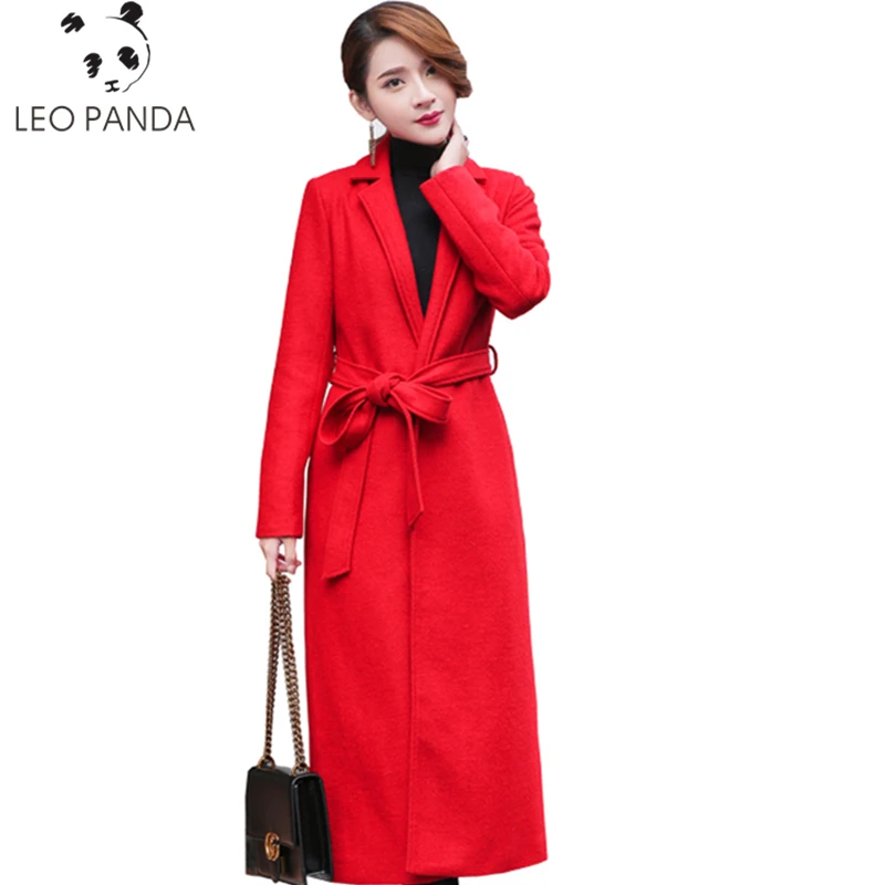genou Lcy137 red Blue Manteaux Chaud Femmes Femelle wine Laine Épaississement De Ultra Over Survêtement Pardessus Mélanges the Automne Red Long Hiver 2018 rQhdtCs