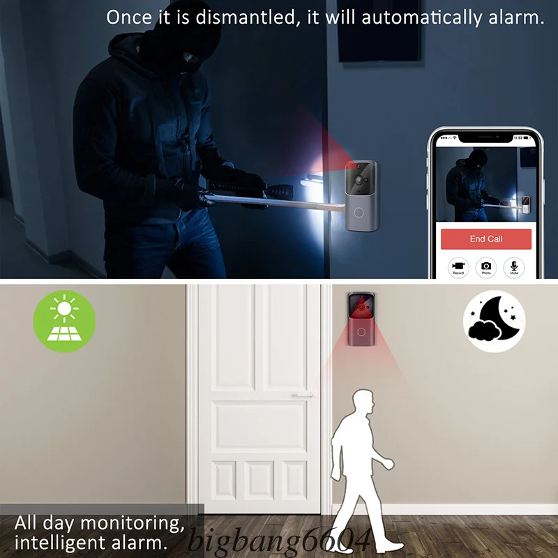 M10 2,4G Беспроводной WiFi умный дверной Звонок камера видео дистанционный дверной звонок кольцо Интерком видеонаблюдения звуковой сигнал с