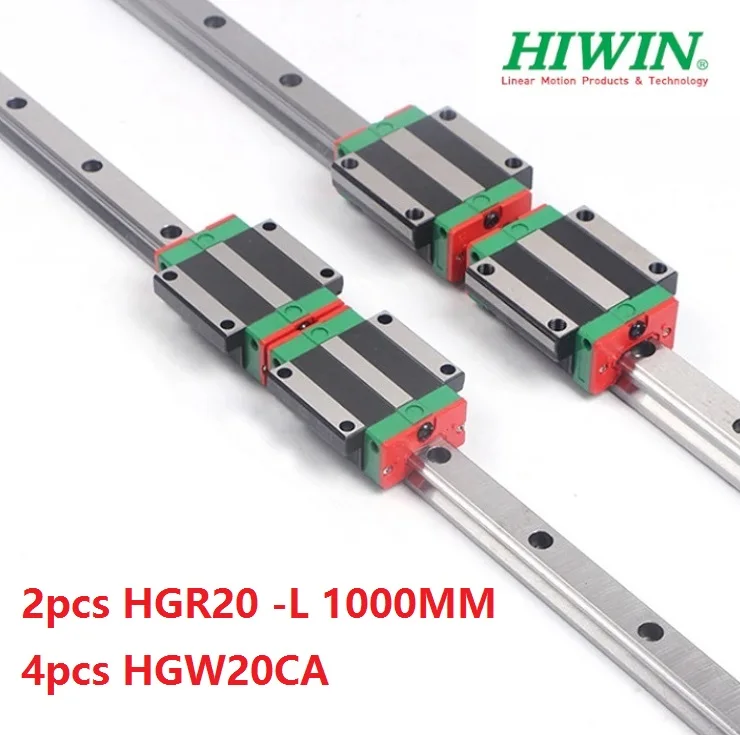 

2pcs Taiwan Hiwin linear guide rail HGR20 -L 1000MM + 4pcs HGW20CA/HGW20CC linear flanged blocks for cnc