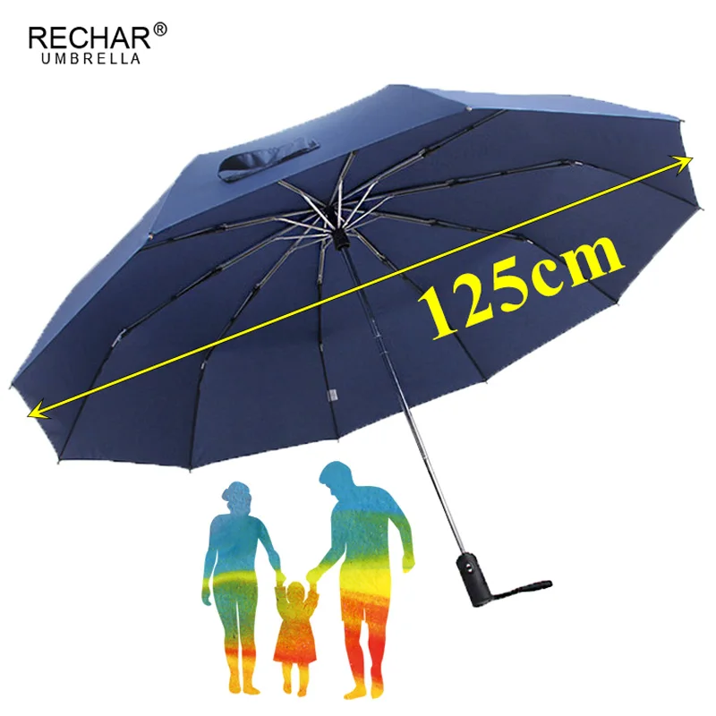 125 см автоматический большой зонт от дождя Женский 3 складной деловой Зонт мужской качественный 10 к ветрозащитный зонтик открытый Paraguas Mujer