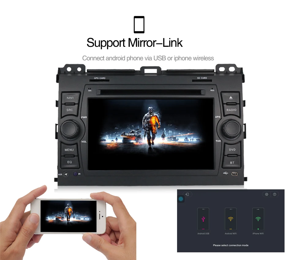 Best MEKEDE M518 Quad core Android7.1 Car GPS DVD player for Toyota Prado 120 2004-2009 Radio Audio support 4G Lte wifi bluetooth MIC 32