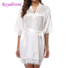Сексуальный шелковый халат, Женская одноцветная ночная рубашка, на шнуровке, кимоно, пижама, женское сексуальное кимоно, пижама, черный/белый/красный