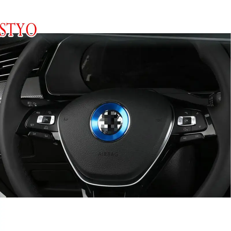 Styo Metal Ring Frame Car Volante Emblem Cover Trim Per Vw Arteon Passat B6 B7 B8 Cc T-Roc Tiguan Touareg