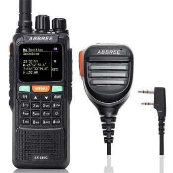 

ABBREE AR-889G Walkie Talkie 10Watts GPS SOS 999CH Night Backlight Duplex Repeater Dual Band Dual Receiving Radio+Speaker Mic