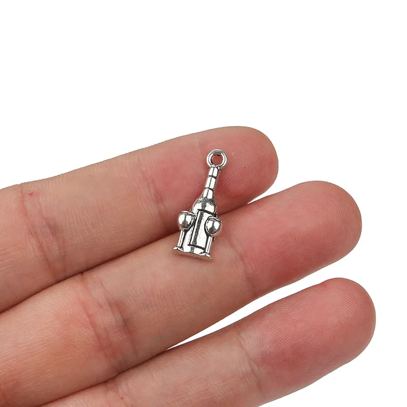 

Металлическая бутылка для вина 30 сплавов с очками, амулеты, антикварные посеребренные DIY ювелирные изделия