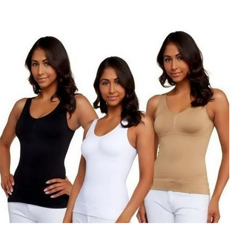 Free shipping/As seen On TV Cami Shaper By genie Reviews With Built Bras  Slimming Body Shaper With Pads Bra For Women