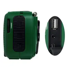 Portable FM Radio DE13 FM MW SW Crank Dynamo Hand-cranked Solar Emergency Radio World Receiver with Flashlight