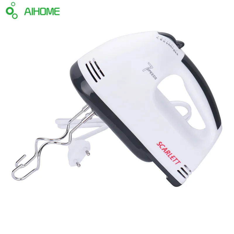  180W Egg Beater Electric Mixer Hand Mixer Stainless Steel  Egg Beater 7 Speeds Control With 2 Powder Bar  EU Plug 