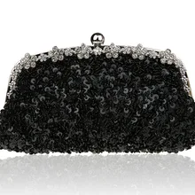 Новое поступление черный Банкетный сумочка клатч из бисера блестками вечерние Свадебная вечерняя сумочка; BS010 женские с плеча цепь Макияж сумка 03396-4