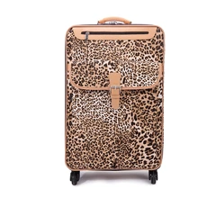 Großhandel! Weibliche 18 20 22 24 zoll pu leder reisegepäck stellt, mädchen mode leoparden trolley gepäck auf universal räder, geschenke