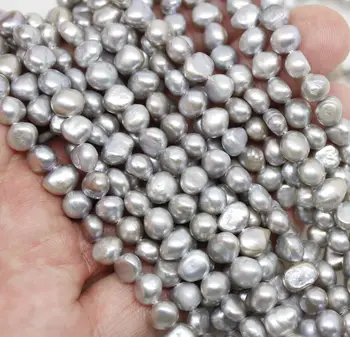 

Wholesale 10 real 6-7mm gray Baroque pearl loose beads gem jade 14"/ strand