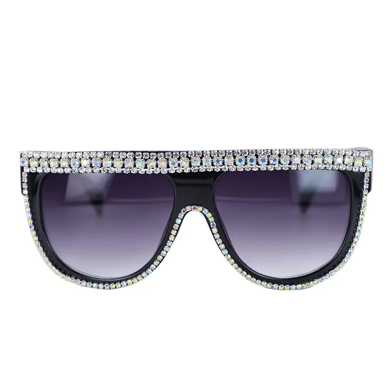 Новые плоские солнцезащитные очки со стразами очки женские квадратные солнцезащитные очки для женщин Модный известный бренд очки gafas de sol - Цвет линз: santiao-multi