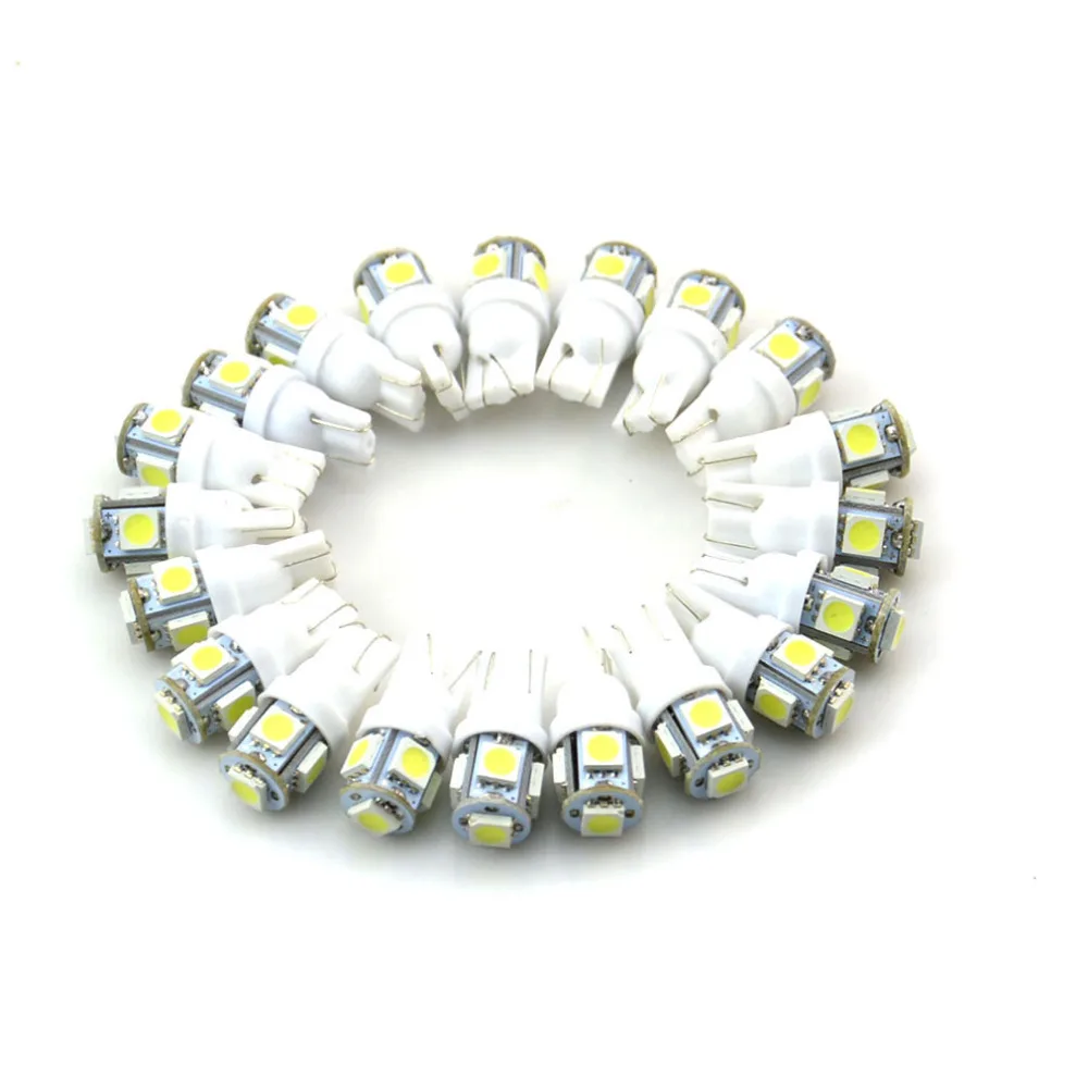 Liplasting 20 шт. T10 5050 W5W 5 SMD 194 168 светодиодный Белый Автомобильный боковой клиновидный