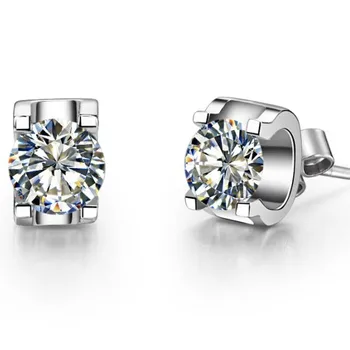 

0.5CT/Piece Statement Oxhead Style Test Positive Certificate 18K White Gold Push Back Engagemnt Earrings Stud