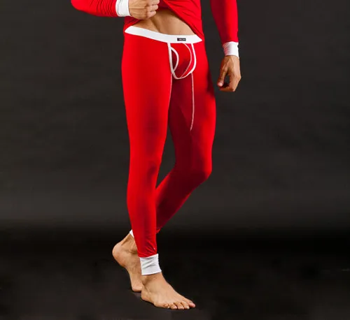 Новое поступление, мужские кальсоны из модала, мужские теплые штаны, тонкие эластичные линии, мужское модное сексуальное нижнее белье, обтягивающие леггинсы, кальсоны - Цвет: Красный