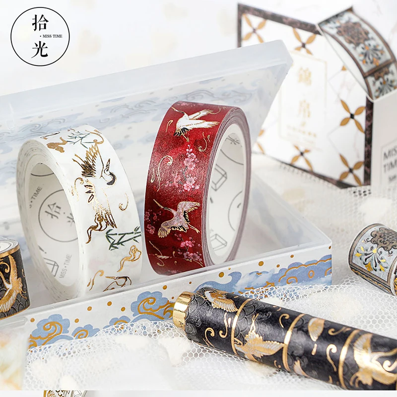 

Cute Gold Washi Tape Kawaii Decorative Masking Tape Washitape DIY Scrapbooking Diary Adhesive Tape Office Japanese Stationery