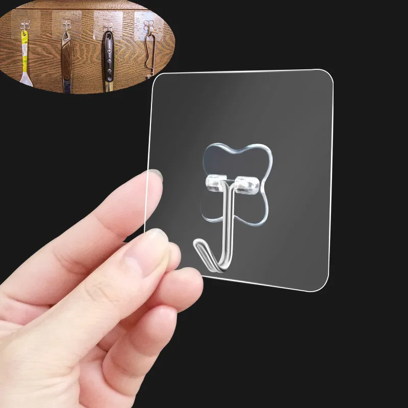 

3 Pieces Sucker Hooks Transparent Strong Self Adhesive Door Wall Hangers Towel Mop Handbag Holder Kitchen Bathroom Accessories